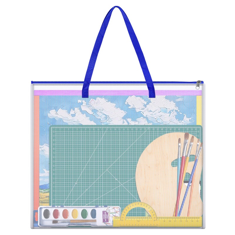 ZKOO Poster Storage Bag, 26" x 20" Art Portfolio Bag, Bulletin Board Holder Art Portfolio Container for Artwork, Artwork Storage Case for Poster, Bulletin Board, Scrapbook, Teaching Materials (Blue) - Image 1